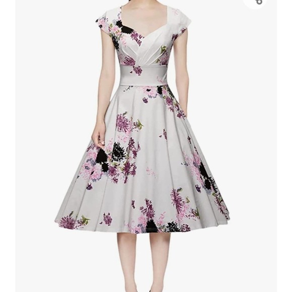 Vintage classic tailored elegant Floral Dress small - Picture 1 of 5